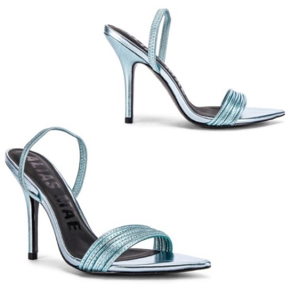 Alias Mae Shoes - NEW Alias Mae Revolve Xanthe Stiletto Strappy Heel in Metallic Blue Leather